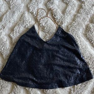 Black sequin chain top